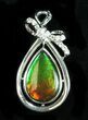 Ammolite Pendant With Sterling Silver & White Sapphires #31681-1